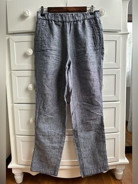 C&C California boho beach 100% Linen Elastic-Waist Pants Heather Gray size S